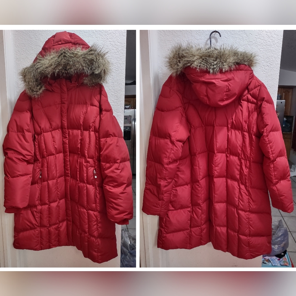 Eddie Bauer women's lodge goose down trench coat parka 650 fill power size 2X